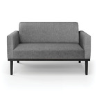 Sofá Namoradeira Base De Madeira Fixa Preto Marisa Linho Graf