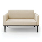 Sofá Namoradeira Base De Madeira Fixa Preto Marisa Suede - Be