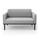 Sofá Namoradeira Base De Madeira Fixa Preto Marisa Suede - Ci