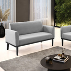 Sofá Namoradeira Base De Madeira Fixa Preto Marisa Suede - Ci