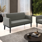 Sofá Namoradeira Base De Madeira Fixa Preto Marisa Suede - Gr