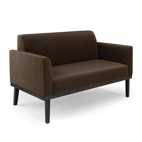 Sofá Namoradeira Base De Madeira Fixa Preto Marisa Suede Marr