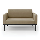 Sofá Namoradeira Base De Madeira Fixa Preto Marisa Suede Marr