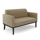 Sofá Namoradeira Base De Madeira Fixa Preto Marisa Suede Marr