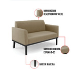 Sofá Namoradeira Base De Madeira Fixa Preto Marisa Suede Marr