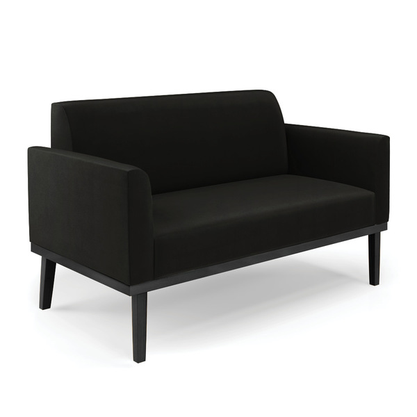 Sofá Namoradeira Base De Madeira Fixa Preto Marisa Suede - Pr