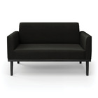 Sofá Namoradeira Base De Madeira Fixa Preto Marisa Suede Preto
