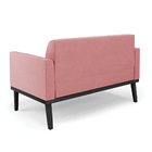 Sofá Namoradeira Base De Madeira Fixa Preto Marisa Suede Rosê
