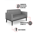 Sofá Namoradeira Base De Madeira Fixa Preto Marisa Veludo Lux