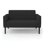 Sofá Namoradeira Base De Madeira Fixa Preto Marisa Veludo Pre