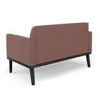 Sofá Namoradeira Base De Madeira Fixa Preto Marisa Veludo Rosê