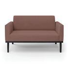 Sofá Namoradeira Base De Madeira Fixa Preto Marisa Veludo Rosê