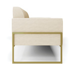 Sofá Namoradeira Base Industrial Alta Dourado Marisa Linho -