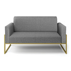 Sofá Namoradeira Base Industrial Alta Dourado Marisa Linho -