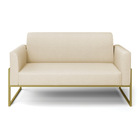 Sofá Namoradeira Base Industrial Alta Dourado Marisa Linho Be