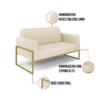 Sofá Namoradeira Base Industrial Alta Dourado Marisa Linho Be