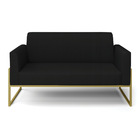 Sofá Namoradeira Base Industrial Alta Dourado Marisa Linho Pr