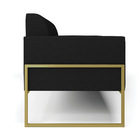 Sofá Namoradeira Base Industrial Alta Dourado Marisa Linho Pr