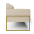 Sofá Namoradeira Base Industrial Alta Dourado Marisa Suede -