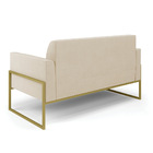 Sofá Namoradeira Base Industrial Alta Dourado Marisa Suede -