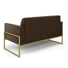 Sofá Namoradeira Base Industrial Alta Dourado Marisa Suede -