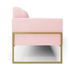 Sofá Namoradeira Base Industrial Alta Dourado Marisa Suede -