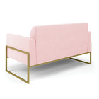 Sofá Namoradeira Base Industrial Alta Dourado Marisa Suede Ro