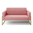 Sofá Namoradeira Base Industrial Alta Dourado Marisa Suede Ro