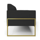 Sofá Namoradeira Base Industrial Alta Dourado Marisa Veludo -