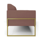 Sofá Namoradeira Base Industrial Alta Dourado Marisa Veludo -