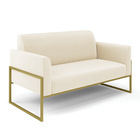 Sofá Namoradeira Base Industrial Alta Dourado Marisa Veludo -