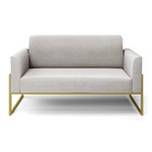 Sofá Namoradeira Base Industrial Alta Dourado Marisa Veludo -