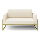 Sofá Namoradeira Base Industrial Alta Dourado Marisa Veludo B