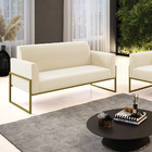 Sofá Namoradeira Base Industrial Alta Dourado Marisa Veludo B