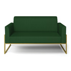 Sofá Namoradeira Base Industrial Alta Dourado Marisa Veludo L