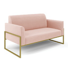 Sofá Namoradeira Base Industrial Alta Dourado Marisa Veludo R