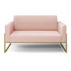 Sofá Namoradeira Base Industrial Alta Dourado Marisa Veludo R