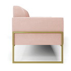 Sofá Namoradeira Base Industrial Alta Dourado Marisa Veludo R