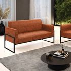 Sofá Namoradeira Base Industrial Alta Preto Marisa Corano Noz