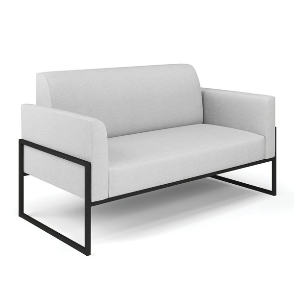 Sofá Namoradeira Base Industrial Alta Preto Marisa Linho - A0