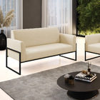 Sofá Namoradeira Base Industrial Alta Preto Marisa Linho - A1