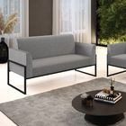 Sofá Namoradeira Base Industrial Alta Preto Marisa Linho - A2