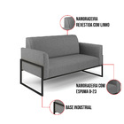 Sofá Namoradeira Base Industrial Alta Preto Marisa Linho - A2