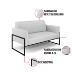 Sofá Namoradeira Base Industrial Alta Preto Marisa Linho Cinz