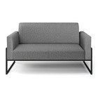 Sofá Namoradeira Base Industrial Alta Preto Marisa Linho Graf