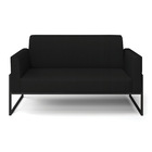 Sofá Namoradeira Base Industrial Alta Preto Marisa Linho Pret