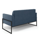 Sofá Namoradeira Base Industrial Alta Preto Marisa Suede Azul