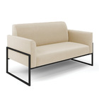 Sofá Namoradeira Base Industrial Alta Preto Marisa Suede - Be