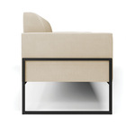 Sofá Namoradeira Base Industrial Alta Preto Marisa Suede Bege