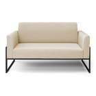 Sofá Namoradeira Base Industrial Alta Preto Marisa Suede Bege